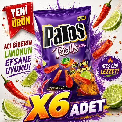 Patos Hot Chilli Baharatlı Cips
