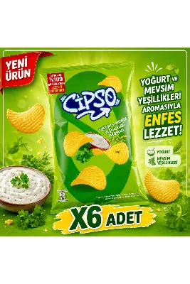 Cipso Yoğurt Aromalı Tırtıklı Patates Cipsi Parti Boy