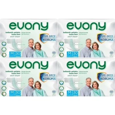 EVONY Hasta Bezi Yetişkin Bel Bantlı Tekstil Yüzey M-Orta Boy 120 Adet (4PkX30)