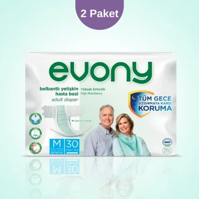 Evony Belbantlı Hasta Bezi M Beden  2 Paket (Toplam 60 Adet)
