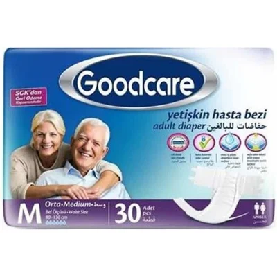 Good Care Goodcare Bel Bantlı Yetişkin Hasta Bezi Medium 30'lu 2 Paket 60 Adet