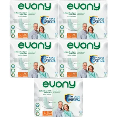 EVONY Hasta Bezi Yetişkin Bel Bantlı Tekstil Yüzey L Büyük Boy 150 Adet