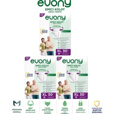 Evony Emici Külot Yetişkin Hasta Bezi Xl 30 Lu 3 Paket