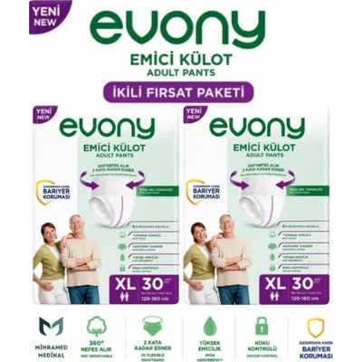 Evony Emici Külot Yetişkin Hasta Bezi Xl 30 Lu 2 Paket