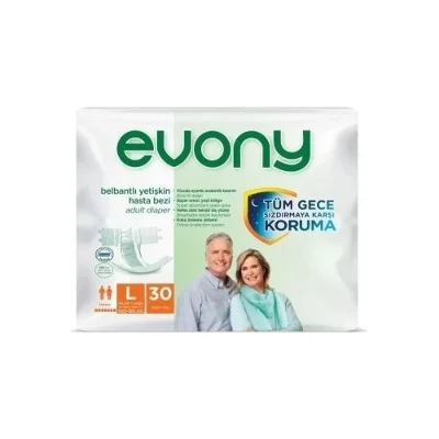 EVONY Bel Bantlı Yetişkin Hasta Bezi Large Beden 30 Lu Paket