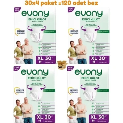 Evony Yetişkin Külot Hasta Bezi XLarge 30’lu x 4 Paket 120 Adet – 2026 Yeni Ürün