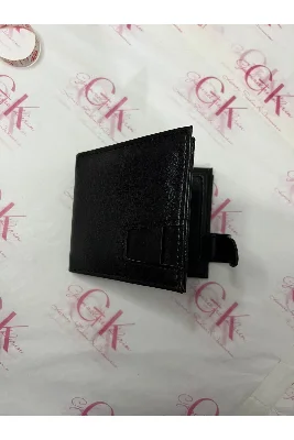 Erkek Siyah Klasik Cüzdan Çok Bölmeli Kartlık ve Para Cüzdanı ÇITÇITLI KAPANIŞ YATAY SUNİ DERİ