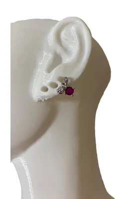 LALE TASARIM FUŞYA TAŞLI GÜMÜŞ TRAGUS HELİX PEARSING KIKIRDAK KÜPE ÇELİK