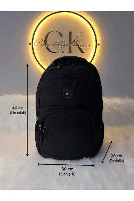 Siyah Çok Bölmeli Sırt Çantası Unisex Günlük Okul İş Seyahat Çantası 40x30x20cm