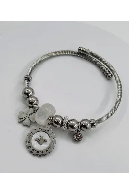 LUCKY BEE CHARM BİLEKLİK SEDEFLİ 316L ÇELİK KARARMAZ ANTİALERJİK