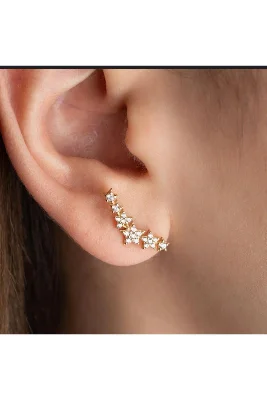 7 ÇİÇEK TAŞLI GOLD TRAGUS HELİX PEARSİNG KIKIRDAK KÜPE ÇELİK