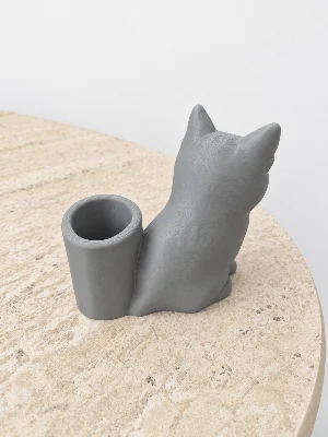 Kedi Tasarımlı 3D Baskı Masaüstü Düzenleyici ve Kalemlik
