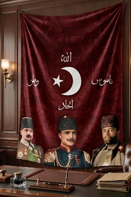 İttihat ve Terakki Allah Namus Vatan İttihat Duvar Örtüsü Halısı