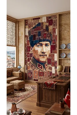 Atatürk Desenli Duvar Örtüsü Halısı