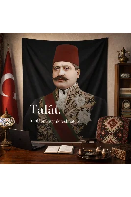 İttihat ve Terakki Talat Paşa Duvar Örtüsü Halısı Kaliteli Kumaş
