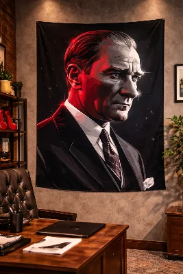 Atatürk Father of Turks Duvar Örtüsü Halısı Kaliteli Kumaş