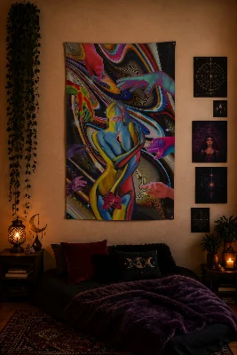 Psychedelic Bohem Temalı Duvar Örtüsü Serisi Wall Tapestry Kaliteli Baskı