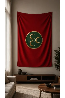Osmanlı Türk Bayrağı Temalı Duvar Örtüsü Wall Tapestry Kalın Kumaş Kaliteli Baskı