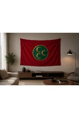Osmanlı Türk Bayrağı Temalı Duvar Örtüsü Wall Tapestry Kalın Kumaş Kaliteli Baskı