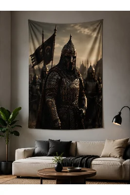 Epik Türk Savaşçısı Tasarımı | Premium Dekoratif Duvar Örtüsü