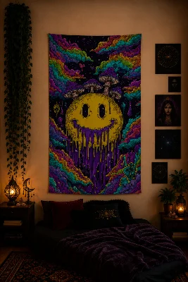 Psychedelic Bohem Temalı Duvar Örtüsü Serisi Wall Tapestry Kaliteli Baskı