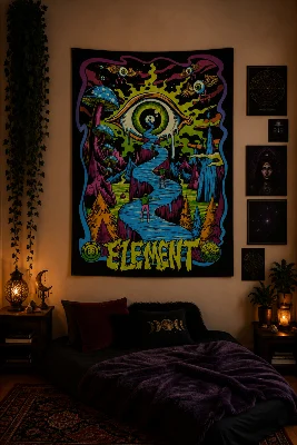 Psychedelic Bohem Temalı Duvar Örtüsü Serisi Wall Tapestry Kaliteli Baskı