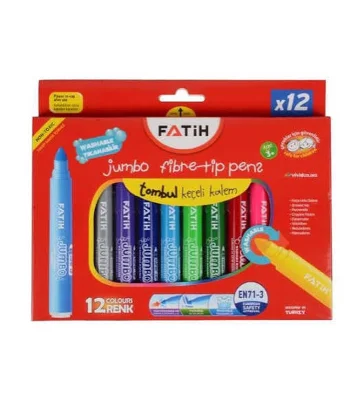 Fatih Jumbo Yıkanabilir Keçeli Kalem 12 Renk