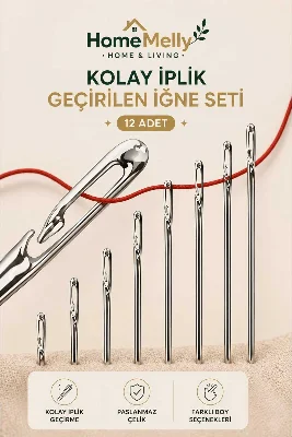Kancalı Kolay Kullanım İğne Seti, 12li Kolay İplik Geçirilen İğne Seti