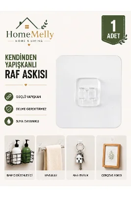 Süper Güçlü Yapışkanlı Raf ve Çerçeve Askısı – 7x7 cm (1 Adet)