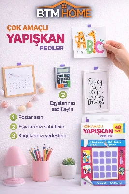 Çok Amaçlı Yapışkan Ped 48 Adet Çift Taraflı Güçlü Sabitleyici