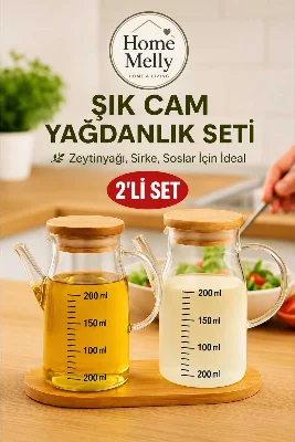 2'li Mini Yağdanlık Seti, Bambu Tabaklı Yağdanlık