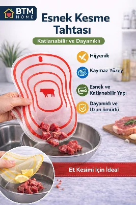 Esnek Kesme Tahtası Büyük Boy Doğrama Tahtası Kaymaz Mutfak Kesim Panosu Sebze Meyve Et Balık