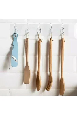 4 Adet Mutfak Banyo Kapı Askısı -5li Kendinden Yapışkanlı Güçlü Şeffaf Askılık