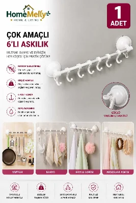 Yeni Nesil Ekstra Güçlü Vantuzlu 8 Kancalı Sıvıya Dayanıklı Askılık