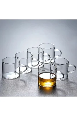 Cam 6 Parça Cam Kahve Ve çay Kupası 6 Parça Espresso Bardağı Isıya Dayanıklı