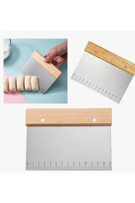 1 Adet Bambu Saplı Paslanmaz Çelik Hamur Spatulası Hamur Şekillendiri