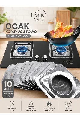 Ocak Üstü Leke Önleyici Yıkanabilir Isıya Dayanıklı Izgara Koruyucu Folyo 10 Adet