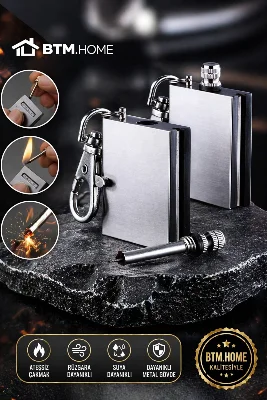 Magnezyum Ateşleyici Metal Kibrit Çakmak Anahtarlık Tip Rüzgara Dayanıklı Kamp Çakmağı