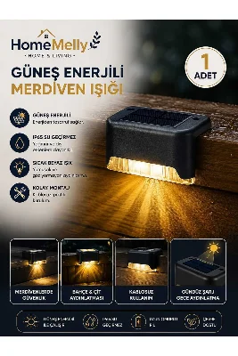 Güneş Enerjili LED Duvar Apliği Sensörlü Bahçe Balkon Merdiven Işığı 1 Adet