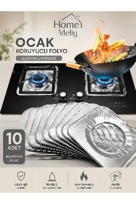 10 Adet Ocak Üstü Leke Önleyici Yıkanabilir Isıya Dayanıklı Izgara Koruyucu Folyo