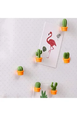 4 Adet Kaktüs Model Magnet Dekoratif Mıknatıslı Buzdolabı Süsü