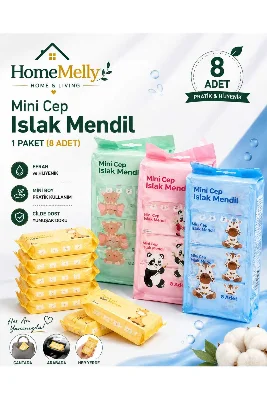 1 Paket Içinde 8’li Mini Cep Mendili | Kompakt Tek Kullanımlık Islak Mendil – Seyahatlik