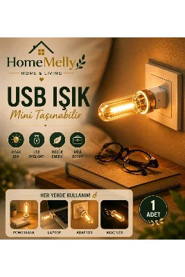 USB Mini LED Ambiyans Işığı Şeffaf Filament Tasarım Gece Lambası 1 Adet Tak Çalıştır