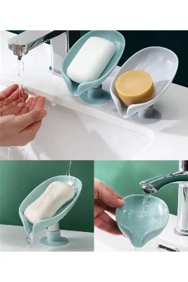 Su Tutmayan Vantuzlu Giderli Sabunluk | Tezgah Üstü Katı Sabunluk – Banyo & Mutfak Uyumlu
