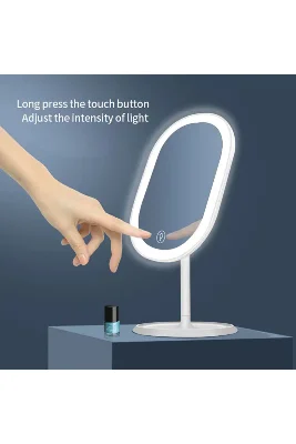 Oval Parlaklık Ayarlı Dokunmatik Işıklı Makyaj Aynası