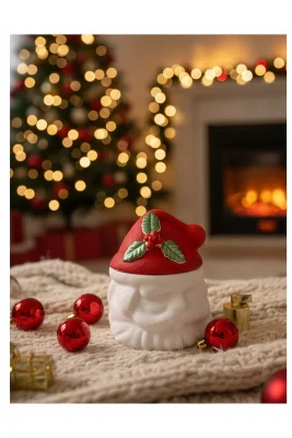 Kapaklı Noel Baba Dekoratif Kokulu Mum – Yeni Yıl Süsleme ve Ev Dekorasyon Mumu
