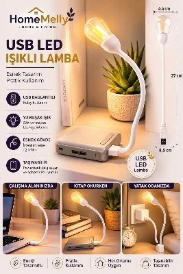 Masa Lambası Esnek Okuma Işığı Gece Lambası Taşınabilir Laptop Powerbank Uyumlu