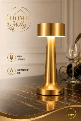 USB Şarjlı Dokunmatik LED Masa Lambası – 3 Işık Modlu, Renkli, Kademeli Parlaklık Ayarı