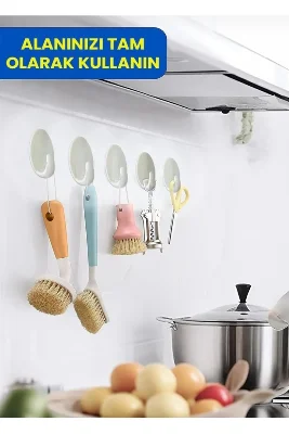 1 Adet Kendinden Yapışkanlı Oval Krem Renkli Mutfak veya Banyo Askısı
