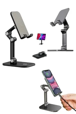 Katlanabilir Dönebilir Taşınabilir Masaüstü Telefon ve Tablet Tutucu